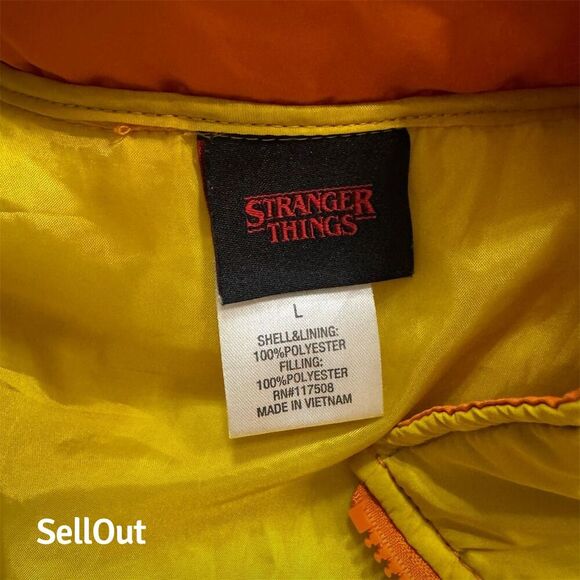 Stranger Things 80s Retro Orange Puffer Vest Unisex Standard Size L - Picture 5 of 5